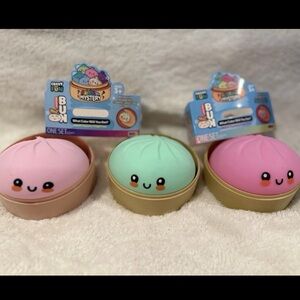 3- Rainbow & HOLOGRAPHIC Mystery Squishy Bun Dumplings NEW PINKS & GREEN